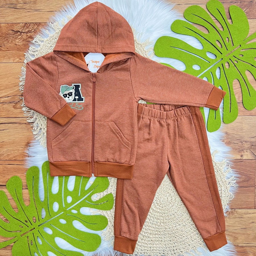 Conj. Jaqueta Cool Boys e Calça de Moletom - Ferrugem